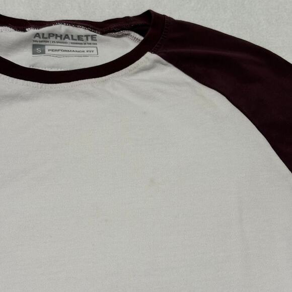 Alphalete 3/4 Sleeve Baseball T-Shirt Performance Fit Whte Mens Size S Stretch - Picture 7 of 10